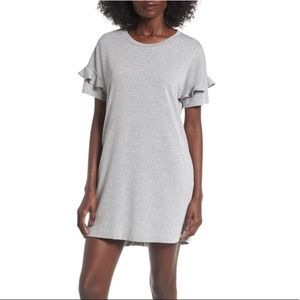 Gray Ruffle Sleeve T-Shirt Dress